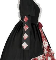 Gothic Lolita Bloody Bride Costume For Women, Kawaii Halloween Dress, Anime Doll Cosplay Party Outfit - 黑色 - 查看 5