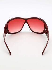 1pc Large Frame Wrapped Glasses Personalized Outdoor Sunscreen Y2K One-Piece Fashionable Glasses And Versatile Street Photography Cool Men's And Women's Glasses Suitable For Daily Wear Street Photography Outdoor Cycling Vacation Travel Summer Beach Accessories Women's Accessories Wraparound Shape Shades - 酒紅色框紅片 - 查看 6