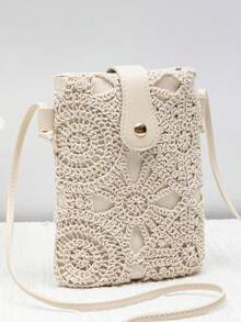 时尚斜挎包多功能单肩包适合海滩度假女士钱包钱包海滩配件旅行钱包秋季 - 米色 - 查看 2