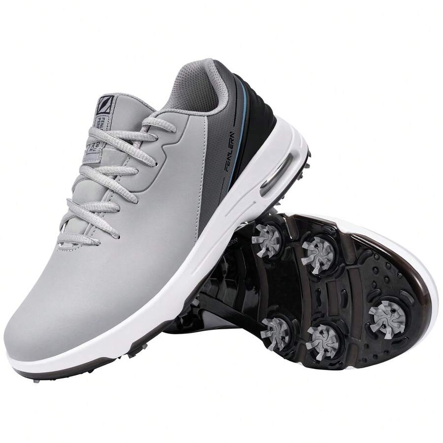(US Local Shipment) Men's Golf Shoes Spiked Brand High-Quality Outdoor Sports Shoes Men's Golf Shoes Comfortable And Anti-Slip Men's Competitive Sports Shoes - Xám đen - Xem 1