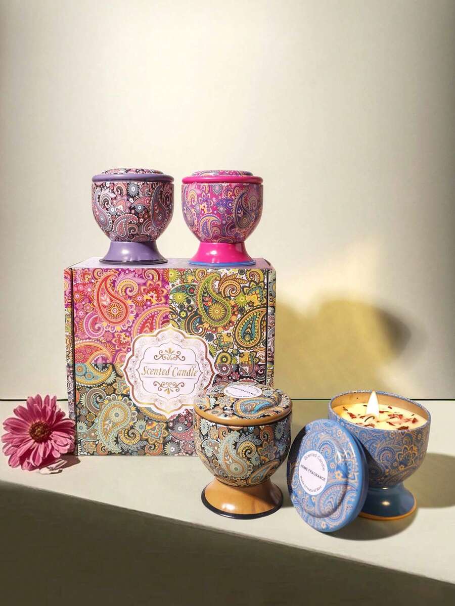 4-Piece Set, Tall Cup Fragrance Candle Decompression Gift Set, 100% Soybean, Durable, Suitable For Home Perfume, Holiday Decorations, Halloween Christmas Gifts, Wedding Decorations