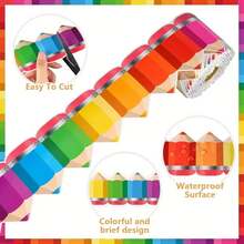 1pc / 32.8 Feet Colored Pencil Border Roll - Self-Adhesive Bulletin Board Decoration For Back To School, Office, Classroom, And Home Use - Perfect For Displaying Pencils, Erasers, And Markers, Ideal For Teacher Classroom Decor, Classroom Accessories With Vivid Design And Easy Installation