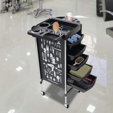 Carrello da parrucchiere di alta qualità, carrello da salone con sistema di cassetti a 5 scomparti, stabile e silenzioso, con porta-attrezzi pieghevole, compatto e pieghevole, postazione professionale per parrucchiere, stilista, acconciatura, organizzazione del salone, taglio dei capelli