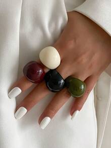 1pc/4pcs/Set Resin Teardrop Rings, Glamorous Luxury Resort Party & Casual Daily Wear Jewelry Rings, Unisex Gift - Ring - View 2