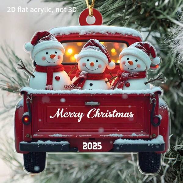 1pc 2D Acrylic Christmas Snowman Family Themed Decoration Holiday Pendant, Suitable For Christmas, And Birthdays In 2025, Perfect For Car Rearview Mirrors And Christmas Trees. Acrylic Pendant, Suitable For Christmas Tree Decoration, Backpacks, Keychain Decoration, And Christmas Tree Decoration Home Decor Christmas Decorations Room Decor