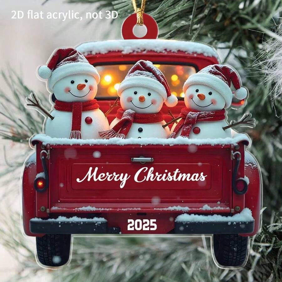 1pc 2D Acrylic Christmas Snowman Family Themed Decoration Holiday Pendant, Suitable For Christmas, And Birthdays In 2025, Perfect For Car Rearview Mirrors And Christmas Trees. Acrylic Pendant, Suitable For Christmas Tree Decoration, Backpacks, Keychain Decoration, And Christmas Tree Decoration Home Decor Christmas Decorations Room Decor