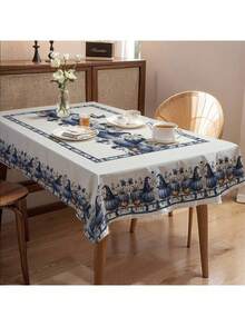 1 Stück Halloween Kürbis & Hexenhut Muster Tischdecke, saisonale Küchen-/Esszimmer Dekoration, in runder oder rechteckiger Größe erhältlich, Polyestermaterial, Innen-/Außenbereich Party Dekoration, Halloween Feiertags Dekoration, Heim Küchen Dekoration