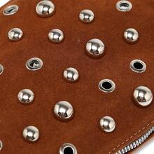 Street Punk Rivet Adjustable Shoulder Women's Crossbody Saddle Bag Fashion Women's Handbag, Made Of PU Material, With Zipper Closure - Coffee - View 7