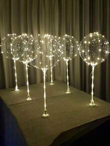 12 piezas (6 sets) - Luces de cuerda de globo LED, diseño de bola Bobo transparente, decoración para cumpleaños, boda, aniversario, Día de San Valentín, fiesta de playa de verano, decoración de fiesta interior, blanco cálido