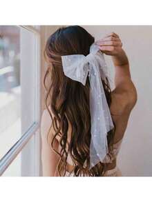 Mạng che mặt cô dâu Mạng che mặt tiệc độc thân Mạng che mặt cưới nơ trắng Kẹp tóc nhiều lớp vải tuyn thanh lịch dành cho phụ nữ - Nhiều màu - Xem 11