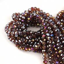 1 pieza Cuentas planas de cristal de ábaco marrón con color AB, opciones de varios tamaños 3/4/6/8mm, cuentas de bricolaje versátiles, coloridas y de moda, adecuadas para pulseras, collares, joyería, colgantes, llaveros y decoraciones - Marrón oscuro - Ver 3