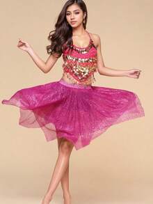 2 Pieces Dance Costume Adult Female Belly Dance Performance Costume National Stage Performance Costume Suit