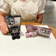 Ốp lưng điện thoại hình gấu hoạt hình lấp lánh gradient đính đá, kẹo lỏng, hạt nhựa, có thể gập lại, tương thích với iPhone 17 16e 15 14 13 12 Pro Max 14 15 Plus 11, Galaxy A05 A05S A06 A07 A17 A12 A13 A14 A15 A25 A33 A35 A52 A53 A54 A55, S23 S24 S25 EDGE, Mate 50 60, X9a X9b, Magic 5 Lite 6 Lite, S23 S24 S25, phiên bản quốc tế, không phải phiên bản nội địa. - Màu tím - Xem 4