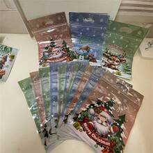 100pcs Christmas Gift Bags, Plastic Stand-Up Pouches, Mixed Color Festive Packaging, With Santa, Reindeer & Snowman Designs, For Holiday Presents, Snacks, And Party Favors, Suitable For Christmas, New Year, And Thanksgiving(10/50/100pcs)