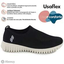 Usaflex Women's Slip-On Comfort Knit AE2208 Casual Sneakers - 黑與白 - 查看 2