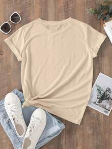 Playera camiseta curvy basica estampada grafica dama mujer manga corta cuello redondo estampado ciudad ciudades brooklyn ny nueva york college colegial escuelas universidades back to school urbana aesthetic regular casual comoda fresca ligera suave moderna juvenil romantica bohemia salida casa diario dia playa calor primavera verano otoño - Crema - Ver 2