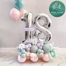 Kit 2 - 32 Inch Metallic Number Balloon 70 CM Balloon Balloons For Birthday Parties Decorations Silver - Silver - View 6