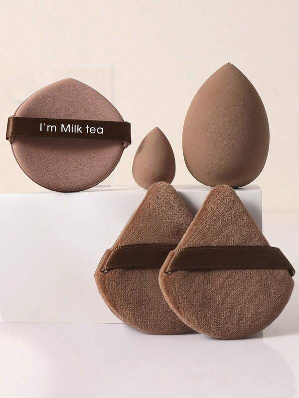 5 PIEZAS Juego de herramientas de maquillaje que incluye: 1 pieza de esponjas de maquillaje + 1 pieza de mini esponjas de maquillaje + 2 PIEZAS de borlas de polvo triangulares + 1 pieza de borla de polvo de cojín de aire. Esponja de belleza para mezclar base, líquida, en crema y en polvo para un acabado perfecto, esponja de maquillaje multicolor, libre de látex para usar en seco y húmedo para todo tipo de piel.