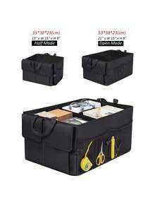 Organizador Cajuela Regalo Navidad Maletero Plegable Almacenamiento Multiple Compartimiento Exterior Interior Impermeable SUV Auto Carro - Negro - Ver 2