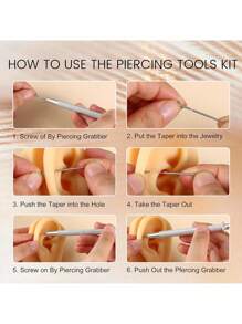 4PCS-10PCS/Set Piercing Taper Ball Grabber Tool For Changing Jewelry - 14G 16G 18G 20G Threadless/Internal Thread/External Thread Piercing Taper Stretching Kit For Ear/Nose/Navel/Nipple/Lip/Eyebrow/Tongue - Multicolor - View 11