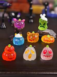 50/30/20/10/5/1 pieza Figura miniatura luminosa de paisaje micro de resina, adorno de jardín de hadas miniatura, decoración de calabaza y fantasma, decoración DIY para el hogar, artesanía de escritorio, escultura