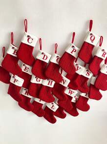 Capital Letter Christmas Stocking Decorations, Christmas Stockings, Double-Sided Fireplace Stockings, Party Decorations, New Year Party Favors, Personalized Initials Stockings, Family Holiday Christmas Party Decorations, Birthday, Christmas, Christmas Decorations, Christmas Tree Decorations, Baby Shower, Baby Supplies, Holiday Decorations, Baby Party Supplies. Party Props, Party Decorations