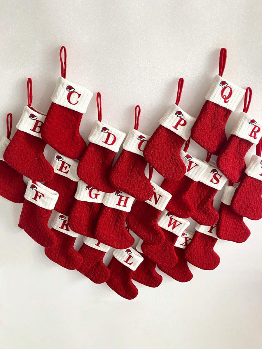 Capital Letter Christmas Stocking Decorations, Christmas Stockings, Double-Sided Fireplace Stockings, Party Decorations, New Year Party Favors, Personalized Initials Stockings, Family Holiday Christmas Party Decorations, Birthday, Christmas, Christmas Decorations, Christmas Tree Decorations, Baby Shower, Baby Supplies, Holiday Decorations, Baby Party Supplies. Party Props, Party Decorations