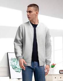 Mens Casual Lightweight CoatChristmas MQ4K - Light Grey - View 11