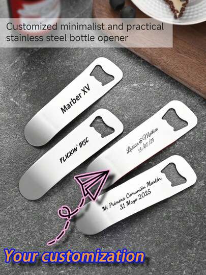 Gepersonaliseerde roestvrijstalen bierflesopener, creatief relatiegeschenk voor bedrijven, feestdagen, jubileums, evenementen, geschikt voor persoonlijke doeleinden, bar, restaurant, bedrijf of evenement, handmatige flesopener