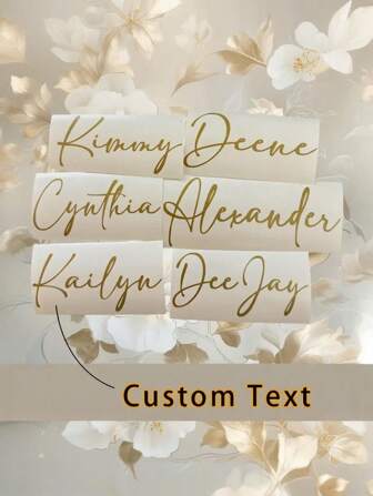 1pc Customized Name Sticker, Printed In Gold Personalized Name Label | Custom Text Marking Stickers, Water Bottle Stickers, Wedding Party Decorative Stickers, Colorful Stickers Available In Black, Pink, Red, Multicolor, White, Yellow, Gold, Green And More,Home & Living,Haunt Your Home,Personalized Labels