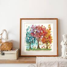 5D DIY 钻石画套装 - 彩色花树设计，成人特殊形状水晶钻艺术品，手工刺绣马赛克工艺品，可用于家居墙面装饰，闪亮的 DIY 艺术礼物创意 - 珊瑚橙 - 查看 6
