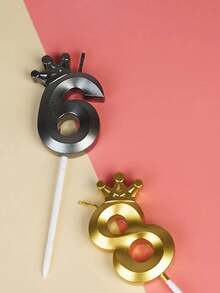 Black Shell Crown Numeric Birthday Anniversary Theme Party Cake Decorative Candles