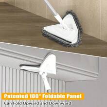 Tile And Wall Mop, Upgraded Triangle Ceiling Mop With 360° Rotation, Microfiber Mop Extendable Up To 202cm, Floor Mop For High Windows (White)