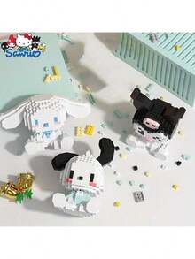10 厘米 500 块 Sanrio 动漫 Hello Kitty My Melody Cinnamoroll Kuromi 积木礼物 Pochacco Pompompurin 积木卡哇伊卡通动漫人物迷你组装玩具积木生日礼物房间装饰 - 彩色 - 查看 4