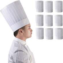 HOT BARGAINS Disposable Chef Hats For Adults And Kids Tall Paper Chef Hats Size 11.5 Inch Colour White - White - View 1
