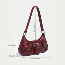Y2K Shoulder Bag Women, Top Handle Small Hobo Clutch Underarm Bag - 006-đỏ - Xem 4