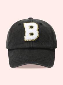 1pc Kids 26 Letters Baseball Cap, Washed Baseball Hat For Boys And Girls, Suitable For Outdoor Activities And Daily Wear, Sun Ion - Gold Label-black Washed Cap - View 19