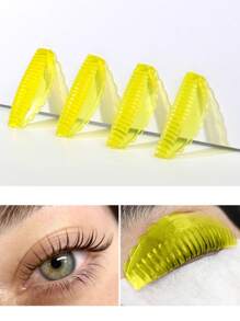 8 件/4 种尺寸自粘睫毛垫，睫毛烫发棒，无胶睫毛提升保护罩，可重复使用柔软 J&L&B&D 卷发化妆美容工具黄色 - 黃色 - 查看 2