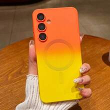 磁吸式无线防刮防震渐变色保护手机壳，兼容三星 Galaxy S25、S25+、S25 Ultra、S24、S24+、S24 FE、S24 Ultra、S23 Ultra、S22 Ultra、A06、A16、A26、A36、A56 系列，国际版，非国内版 - 橘黃色 - 查看 2