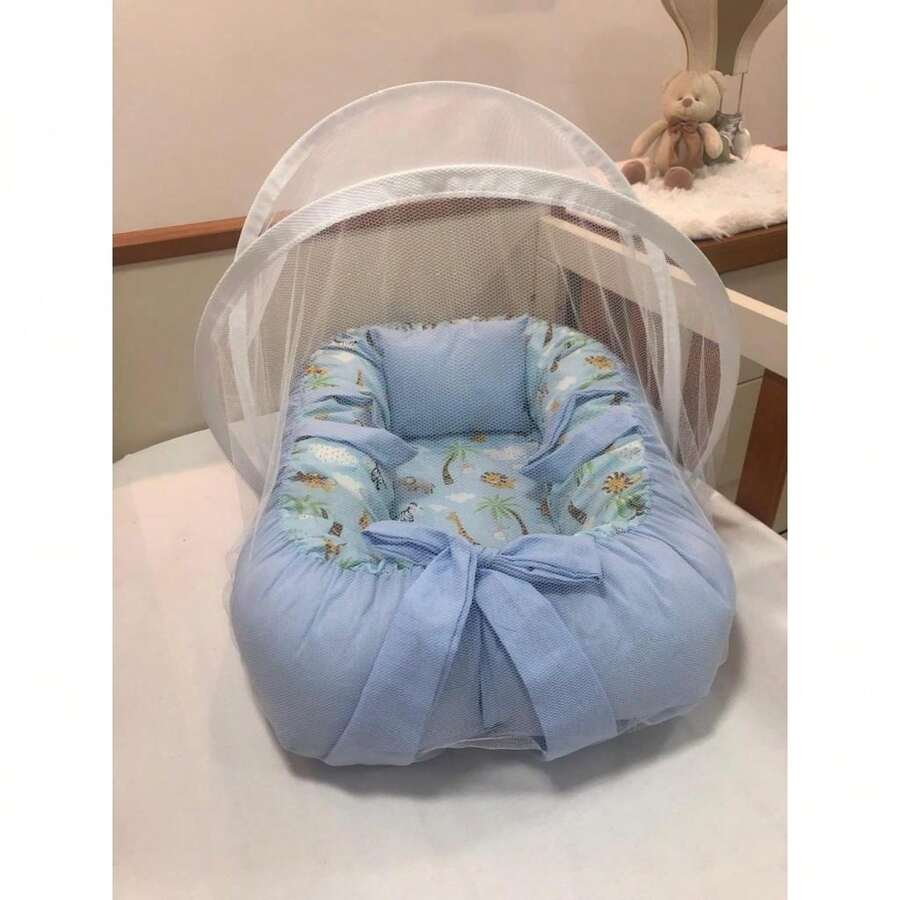 Nest With Mosquito Net For Boy And Girl, Assorted Prints - BLUE SAFARI BB - Xem 1