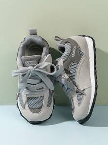 Zapatos deportivos casuales con de moda para niños, zapatos de lona blancos, planos y cómodos, transpirables, zapatos ideales para estudiantes, zapatos deportivos de estilo campus, tenis deportivos casuales, zapatos versátiles - Gris - Ver 6