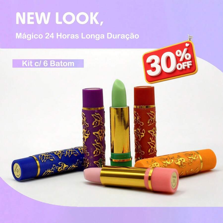 Kit With 6 Magic Lipsticks | Long Lasting 24h, Colors That Change With The PH Of The Lips - 彩色 - 查看 1