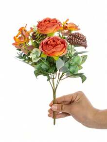 1PC/3PCS/80PCS Artificial Flowers Silk Hydrangea Bouquets Fake Tea Roses Artificial Plants For Autumn Decor, Wedding Vase For Home,Dining Room, Bedroom, Bathroom,Room Decorations, Festival Birthday Party Accessories, Outdoor Garden Decorations ﻿ ﻿ ﻿