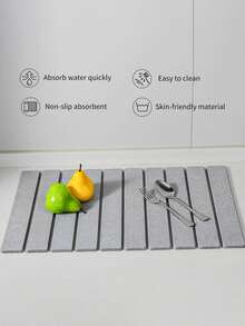 1 pieza Alfombrilla plegable autolimpiante para escurrir en la encimera de la cocina, de gel de sílice de secado rápido, cuadrada, antideslizante y resistente al calor, para encimera de baño, posavasos y protección contra salpicaduras - Multicolor - Ver 7