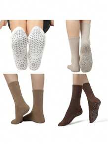 Calcetines de agarre para Pilates para mujeres, calcetines holgados de yoga con agarre para entrenamiento de barra, calcetines largos de hospital con arruga y agarre