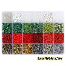 24格3毫米彩色玻璃珠，适用于手工珠宝制作、手链和项链DIY配件、万圣节、圣诞节和糖果珠DIY工艺品，批发散装商品[12000颗/盒] - 12000pcs/box - 查看 19