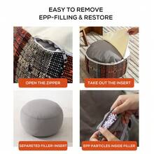 Vintage Modern Abstract Brown Pouf - Retro Earth Tone Floor Cushion, Boho Ottoman For Living Room, Tatami Seat With Maillard Aesthetic