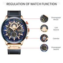 CURREN Men's Wrist Watch, Fashion Chronograph Quartz Water Resistant Leather Strap Luminous Date Display - Multicolor - View 10