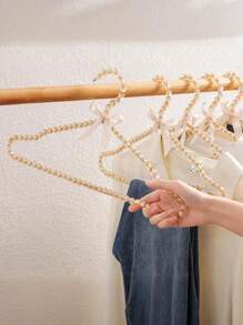 1件/10件蝴蝶结钻石珍珠衣架，高端精致收纳衣架，衣柜展示衣架，钻石珍珠塑料防滑无缝衣架，仙女可爱串珠晾衣架，女士连衣裙衣架 - 彩色 - 查看 5