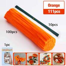 30厘米绿色花茎铁丝+视频教程，60色雪尼尔绒条，适合万圣节、返校季，30厘米彩色绒条手工材料，雪尼尔绒条，毛绒金属丝扎带，价格实惠，品质优良 - 彩色 - 查看 60